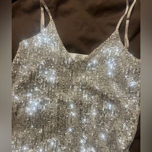 Silver Sequin Tank Top